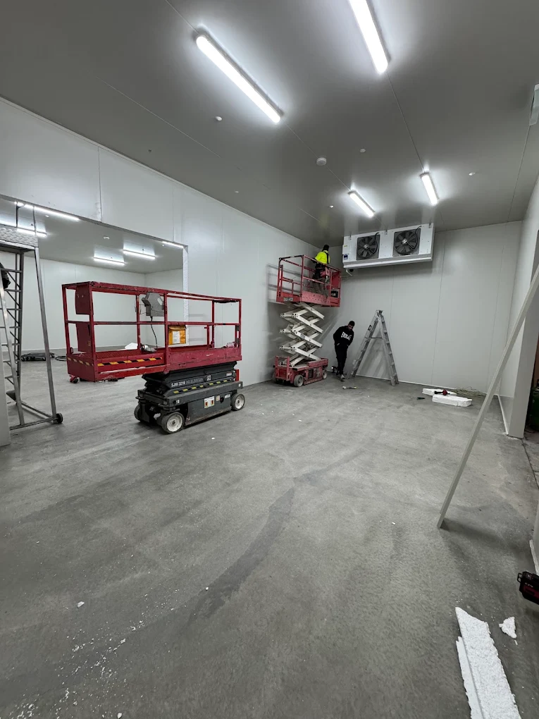 Large commercial cool room installation in progress by JAE