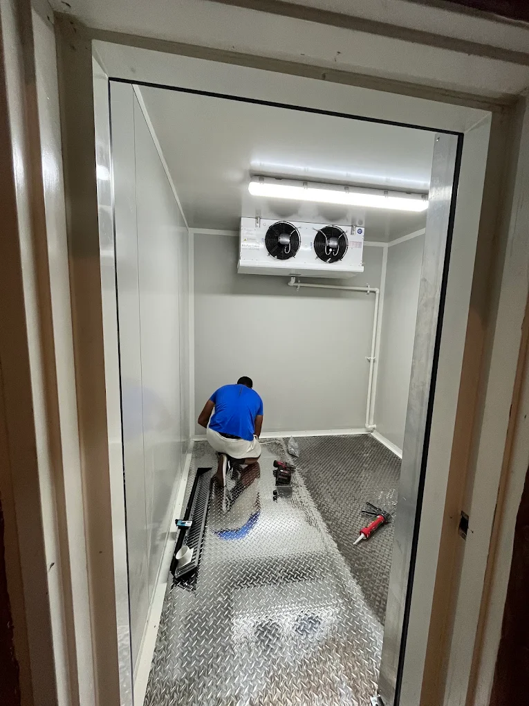 Cool room interior fit-out in progress by JAE